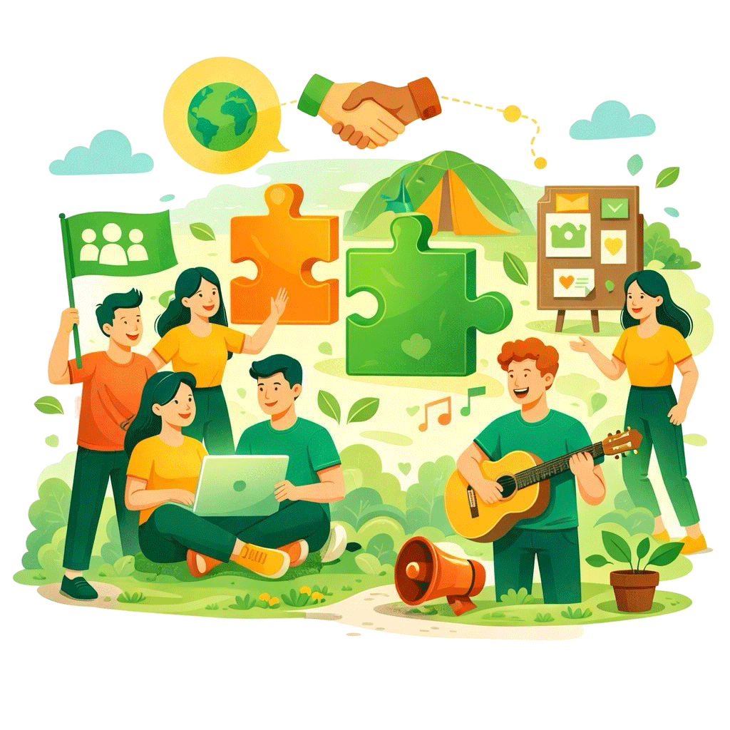 Grupos juveniles colaborando en actividades