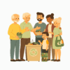 Icono de familia participando en compostaje doméstico