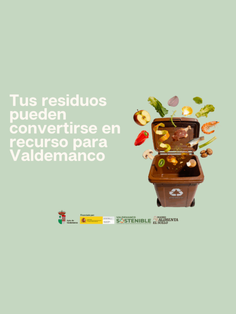 Ilustración de residuos orgánicos transformándose en compost en Valdemanco
